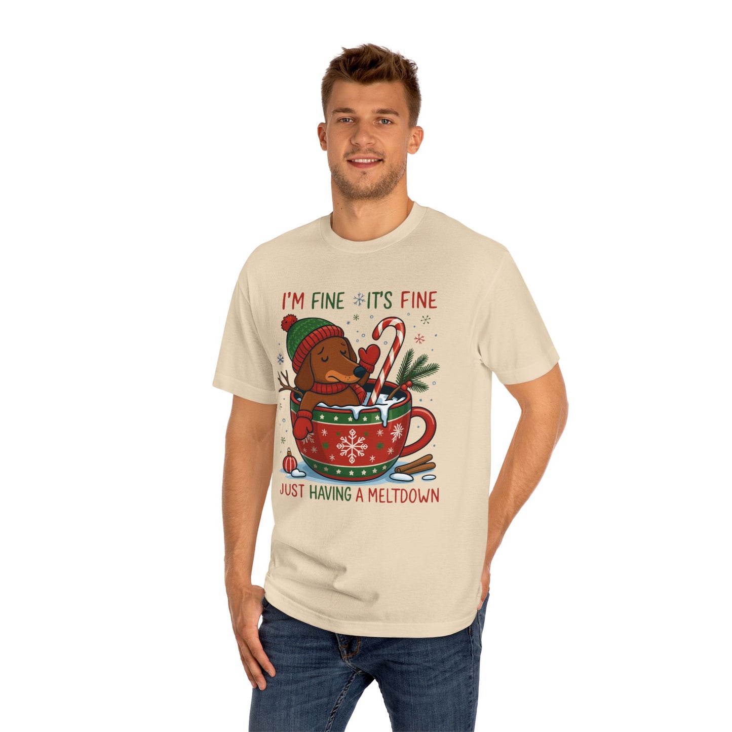 Christmas Dachshund Tee | Dachshund Meltdown Christmas T-Shirt | Funny I'm Fine It's Fine Doxie Holiday Gift | Gift for Daughter