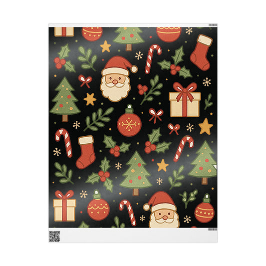 Christmas Wrapping Papers, Festive Gift Wrap, Santa and Tree Design, Eco-Friendly, Seasonal Wrap, Holiday Decor, Craft Paper Roll