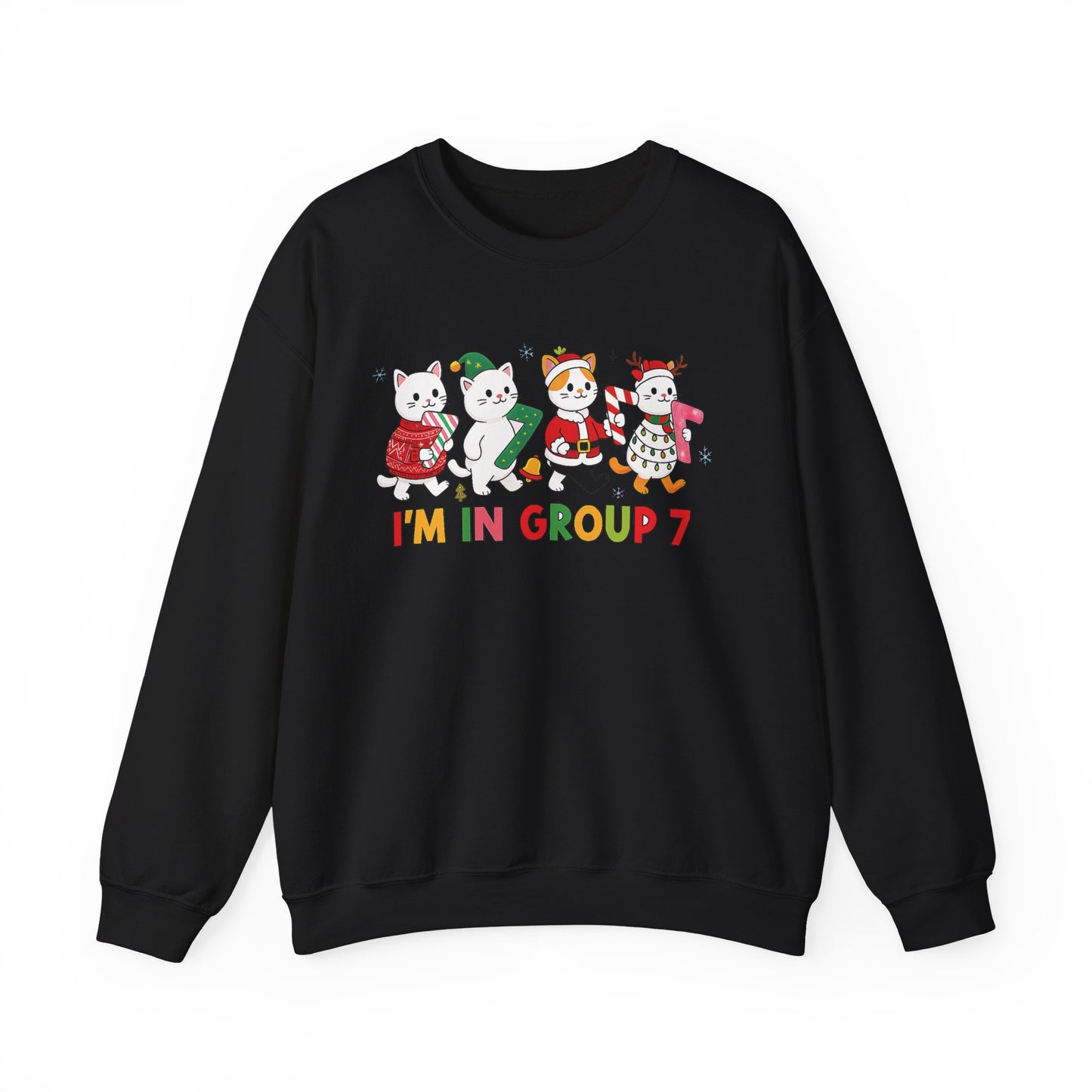 Funny Cat Christmas Sweatshirt, I'm in Group 7, G7 Group Seven Shirt, Holiday Cat Jumper, Viral Meme Gift, 6 7 Six Seven Shirt,