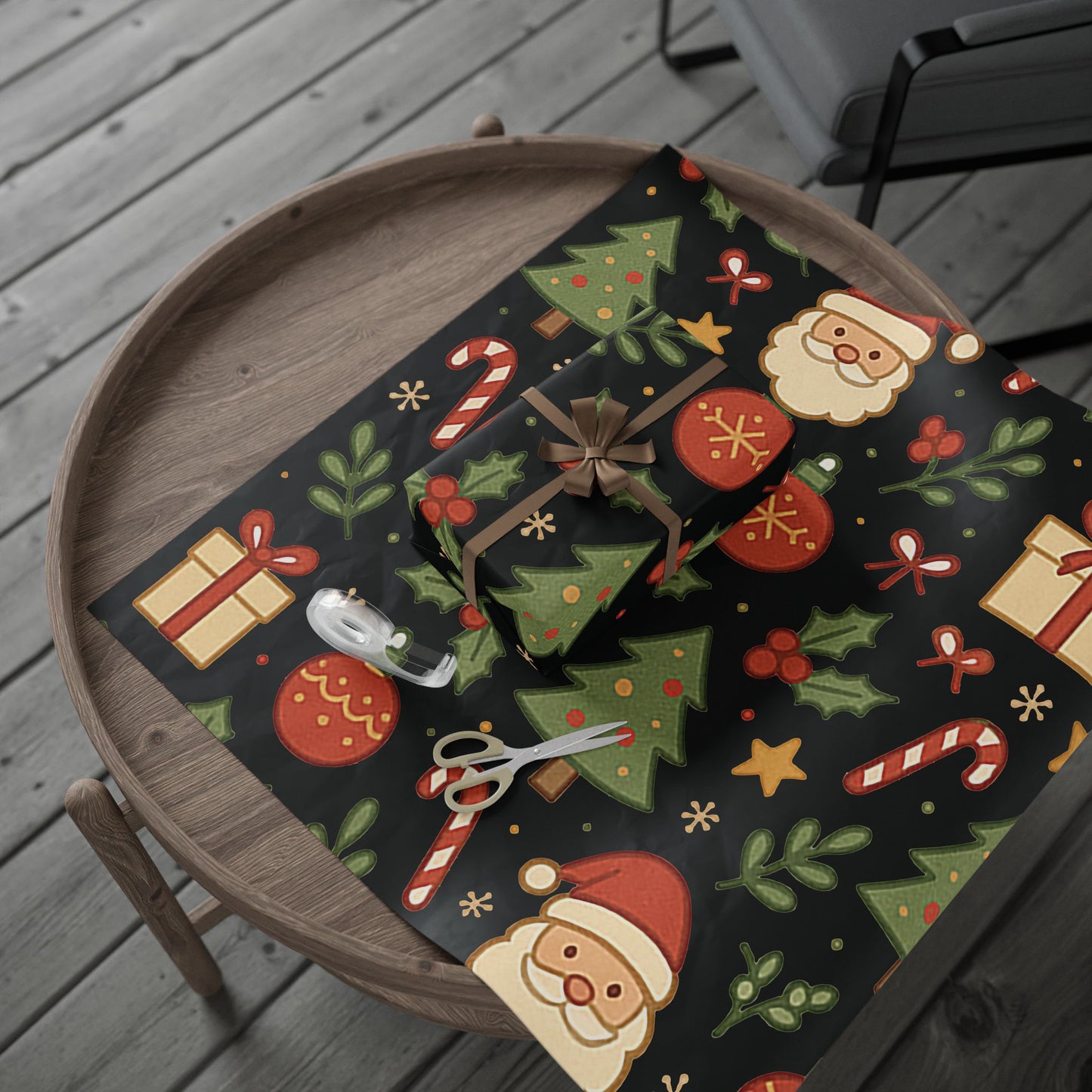 Christmas Wrapping Papers, Festive Gift Wrap, Santa and Tree Design, Eco-Friendly, Seasonal Wrap, Holiday Decor, Craft Paper Roll