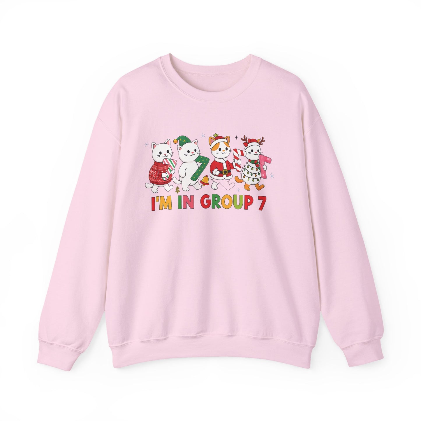Funny Cat Christmas Sweatshirt, I'm in Group 7, G7 Group Seven Shirt, Holiday Cat Jumper, Viral Meme Gift, 6 7 Six Seven Shirt,
