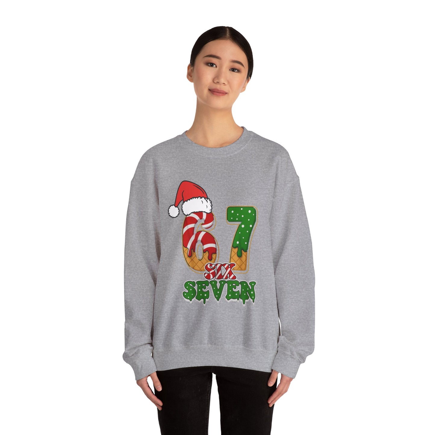 Santa Says Six Seven Christmas Sweatshirt, Gift for Her, Viral Funny Santa Saying 6 7 Sweatshirt, Funny Gift for Girlfriend, Internet Joke,