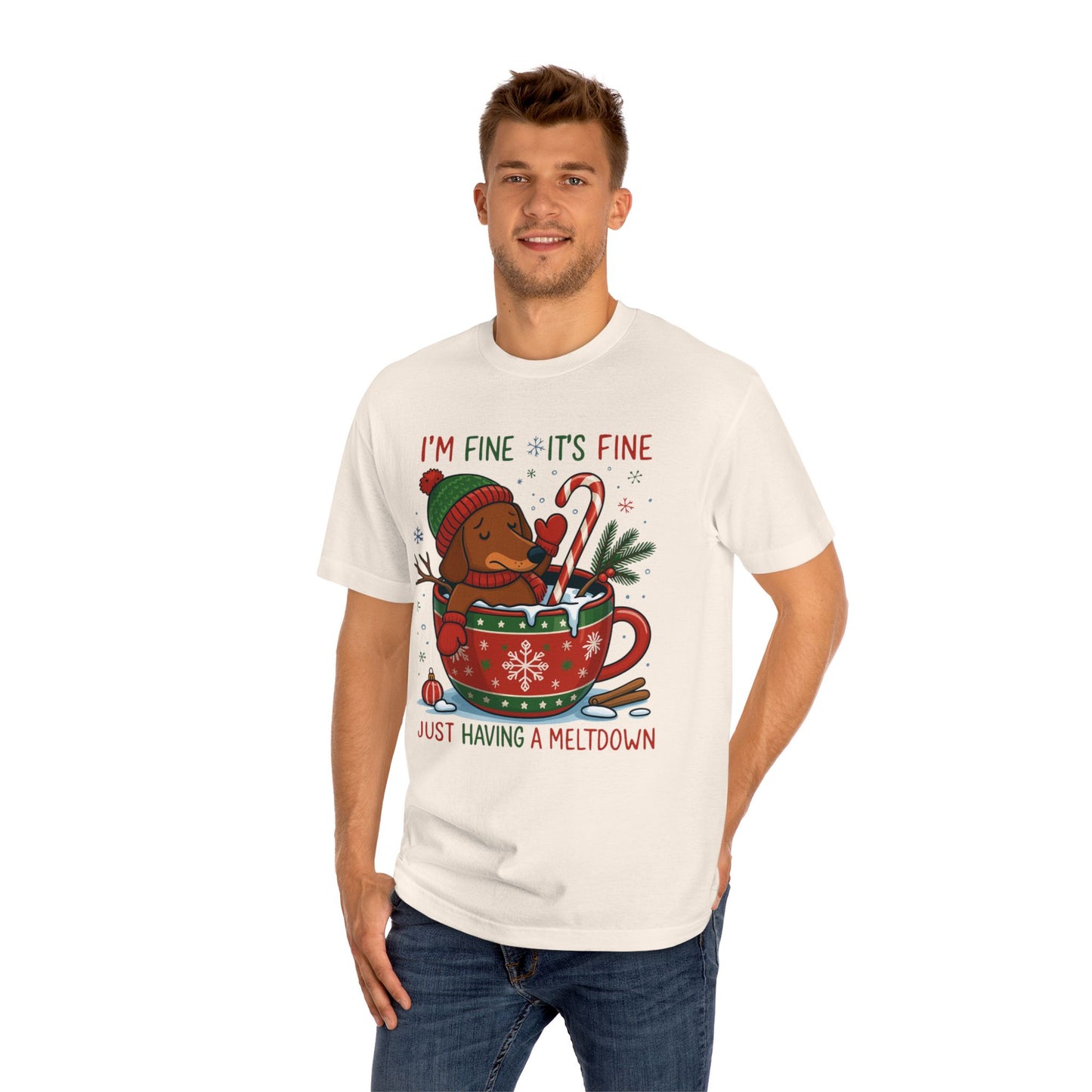 Christmas Dachshund Tee | Dachshund Meltdown Christmas T-Shirt | Funny I'm Fine It's Fine Doxie Holiday Gift | Gift for Daughter