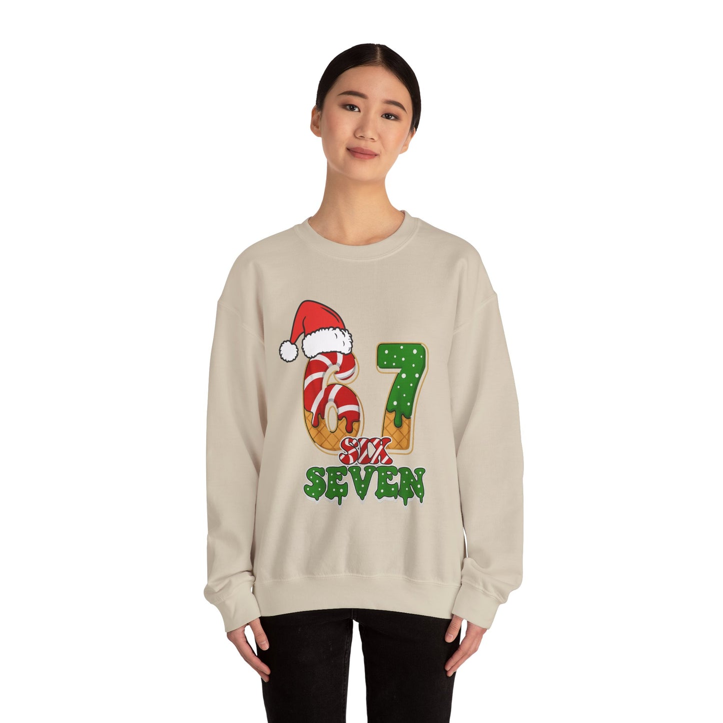 Santa Says Six Seven Christmas Sweatshirt, Gift for Her, Viral Funny Santa Saying 6 7 Sweatshirt, Funny Gift for Girlfriend, Internet Joke,