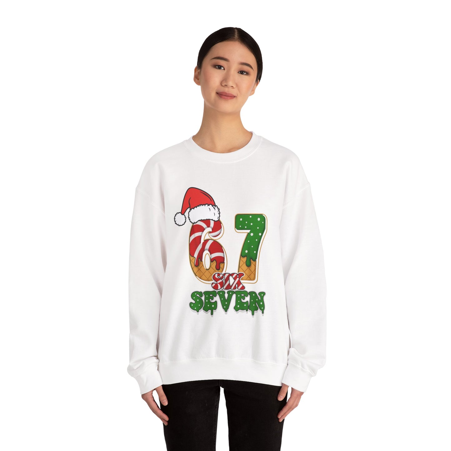 Santa Says Six Seven Christmas Sweatshirt, Gift for Her, Viral Funny Santa Saying 6 7 Sweatshirt, Funny Gift for Girlfriend, Internet Joke,