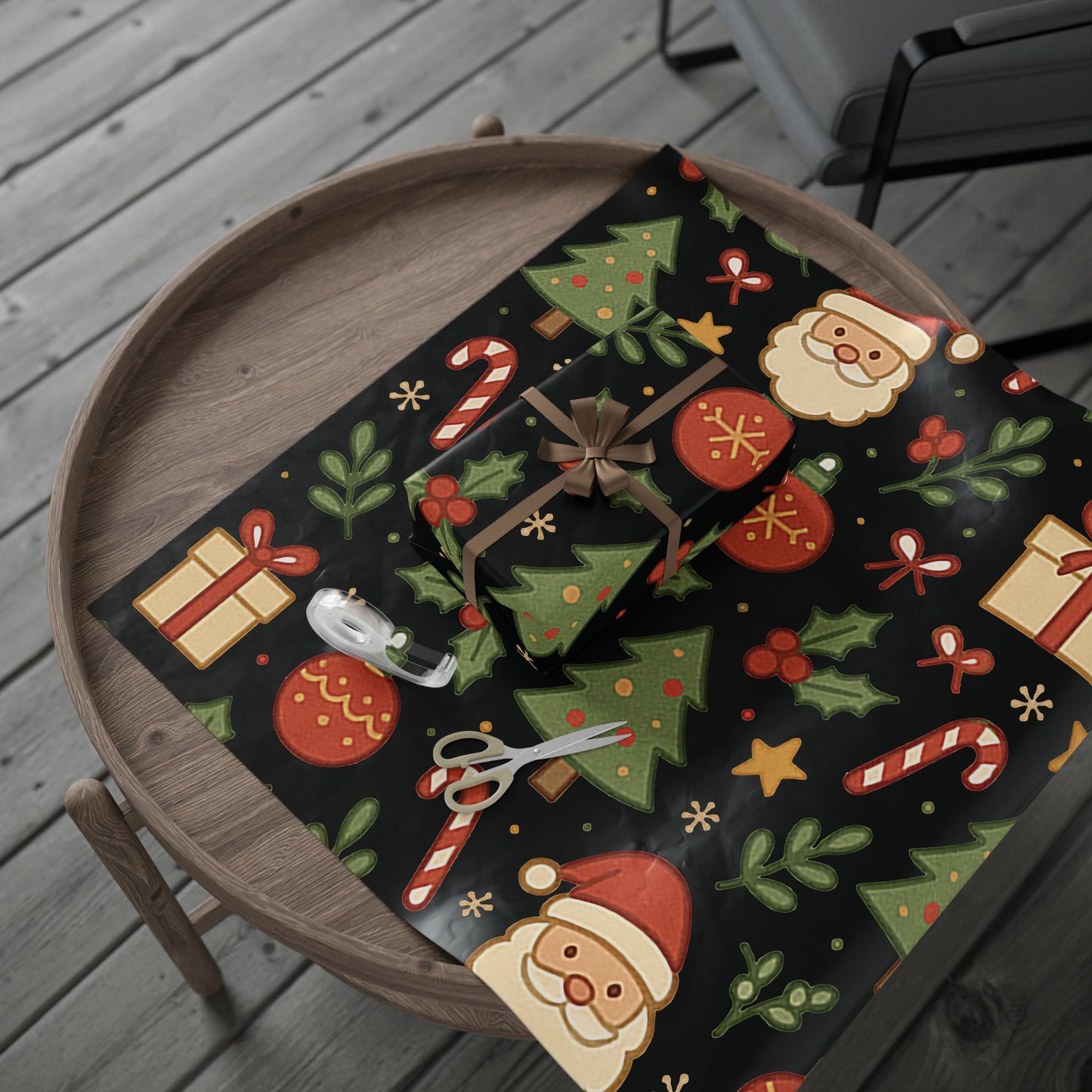 Christmas Wrapping Papers, Festive Gift Wrap, Santa and Tree Design, Eco-Friendly, Seasonal Wrap, Holiday Decor, Craft Paper Roll