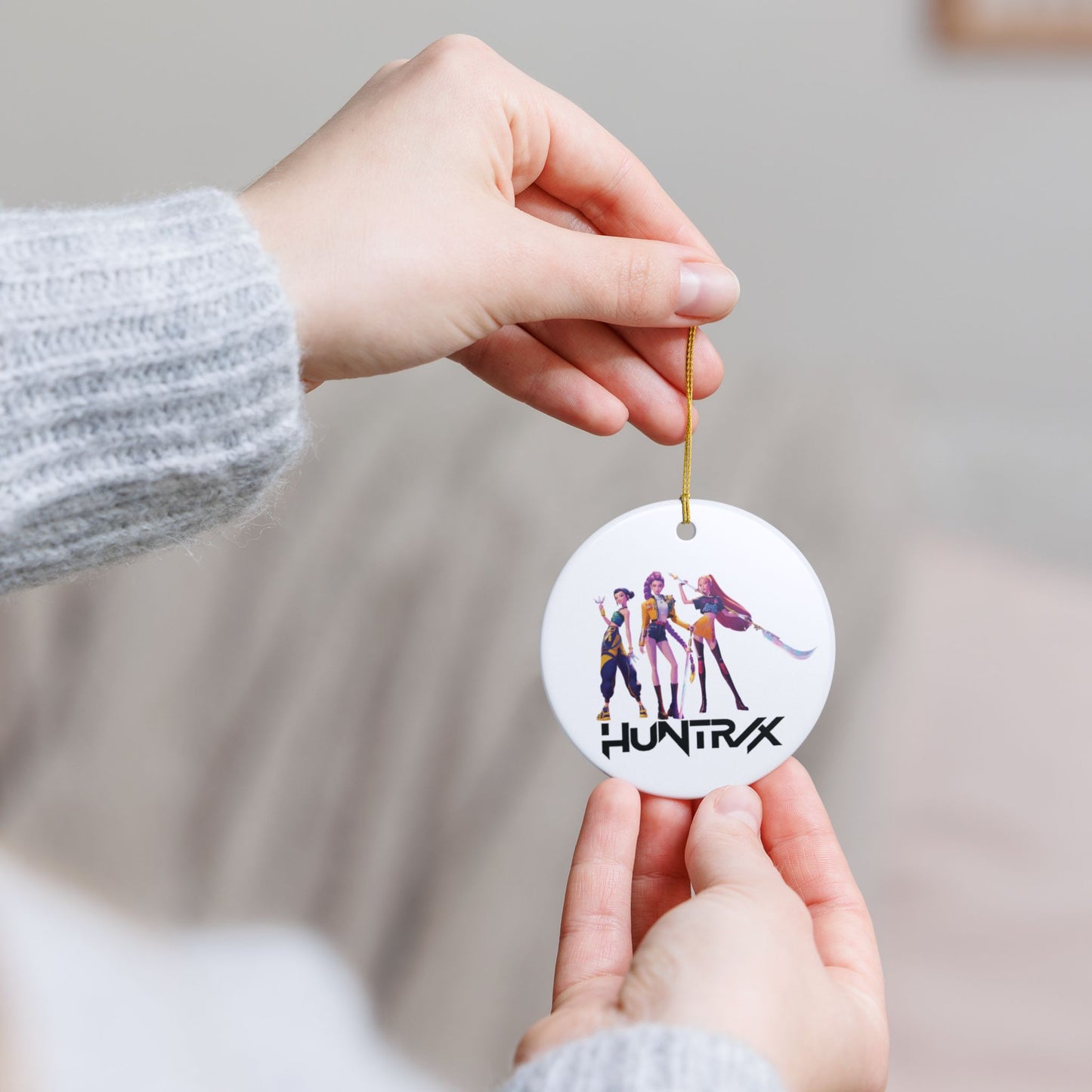 Ceramic Ornament, Kpop Demon Hunter, Huntrix Keepsake, Korean Anime Gift, Holiday Decor, Festive Decoration, Christmas Ornament,