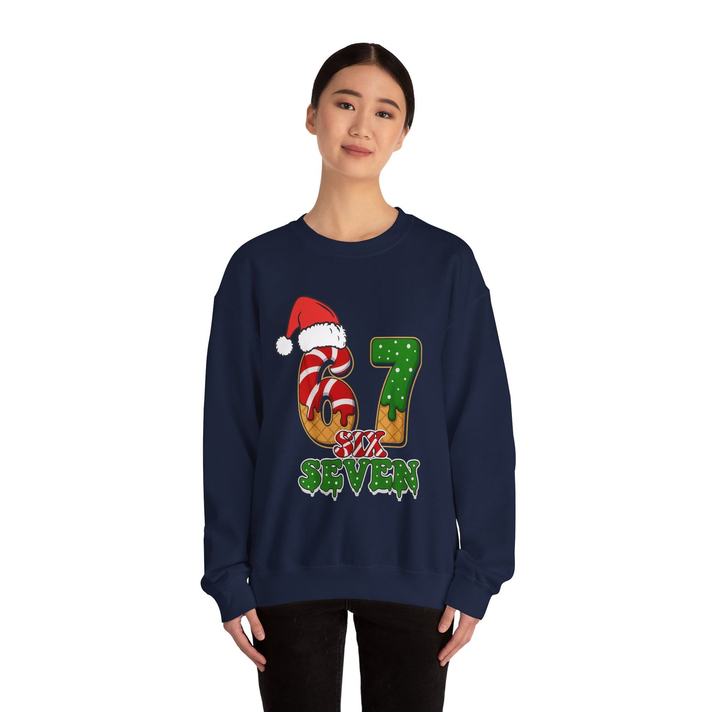 Santa Says Six Seven Christmas Sweatshirt, Gift for Her, Viral Funny Santa Saying 6 7 Sweatshirt, Funny Gift for Girlfriend, Internet Joke,