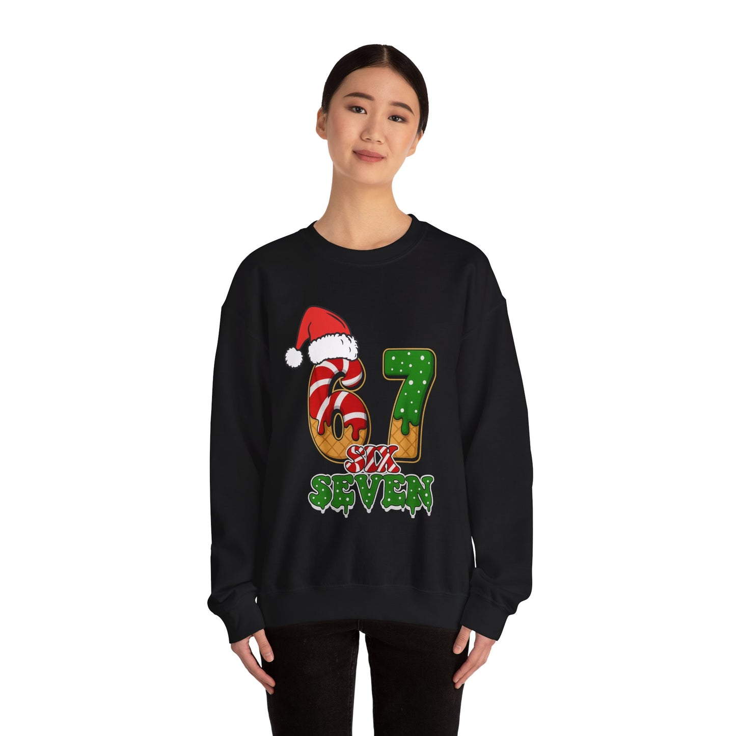 Santa Says Six Seven Christmas Sweatshirt, Gift for Her, Viral Funny Santa Saying 6 7 Sweatshirt, Funny Gift for Girlfriend, Internet Joke,