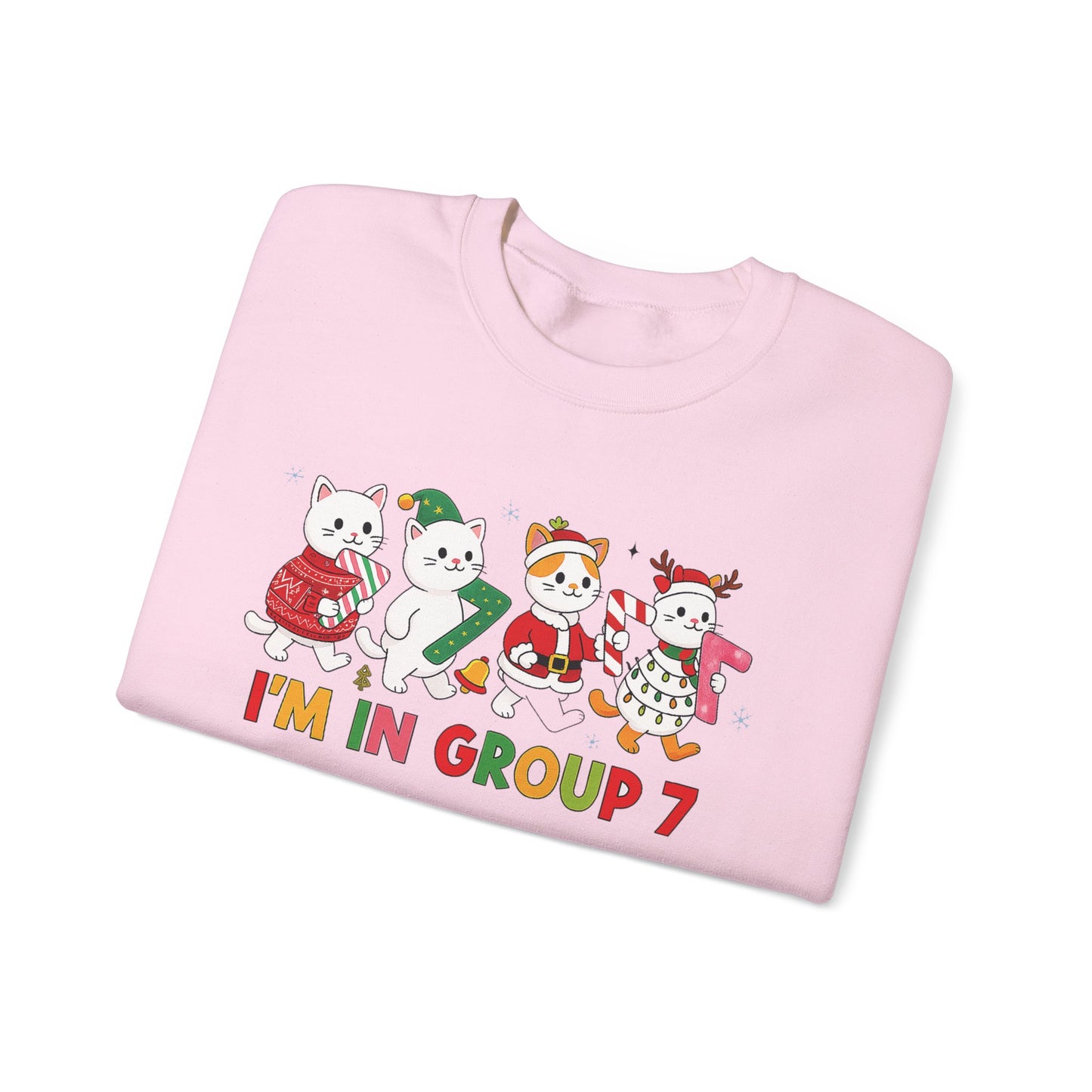 Funny Cat Christmas Sweatshirt, I'm in Group 7, G7 Group Seven Shirt, Holiday Cat Jumper, Viral Meme Gift, 6 7 Six Seven Shirt,