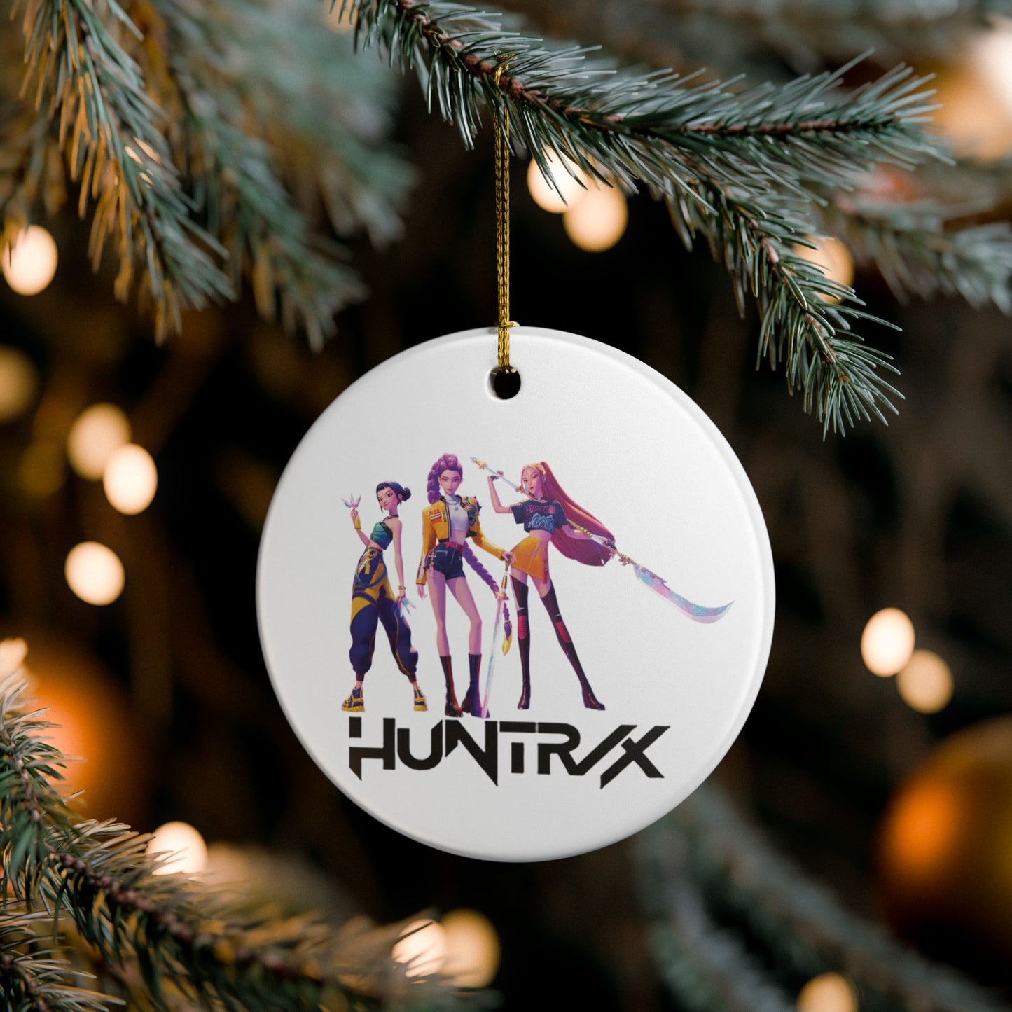 Ceramic Ornament, Kpop Demon Hunter, Huntrix Keepsake, Korean Anime Gift, Holiday Decor, Festive Decoration, Christmas Ornament,