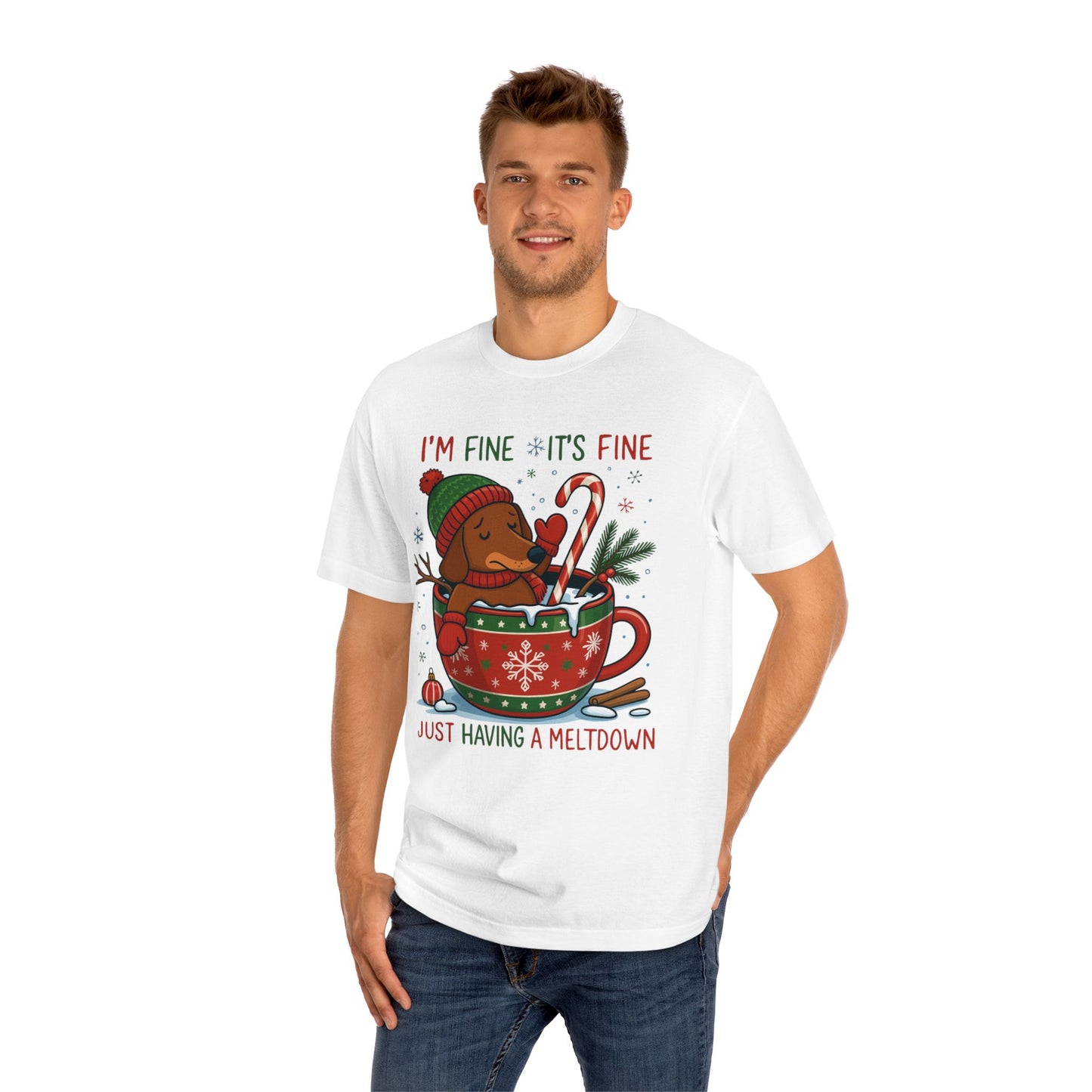 Christmas Dachshund Tee | Dachshund Meltdown Christmas T-Shirt | Funny I'm Fine It's Fine Doxie Holiday Gift | Gift for Daughter