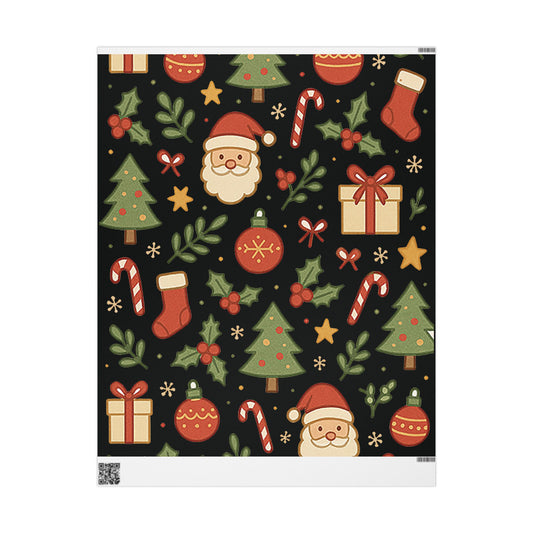 Christmas Wrapping Papers, Festive Gift Wrap, Santa and Tree Design, Eco-Friendly, Seasonal Wrap, Holiday Decor, Craft Paper Roll
