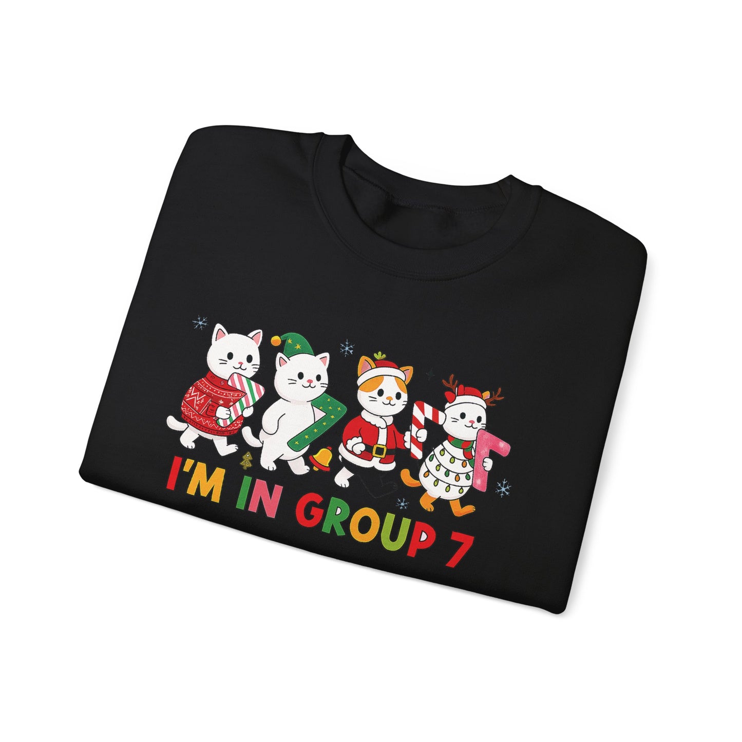 Funny Cat Christmas Sweatshirt, I'm in Group 7, G7 Group Seven Shirt, Holiday Cat Jumper, Viral Meme Gift, 6 7 Six Seven Shirt,