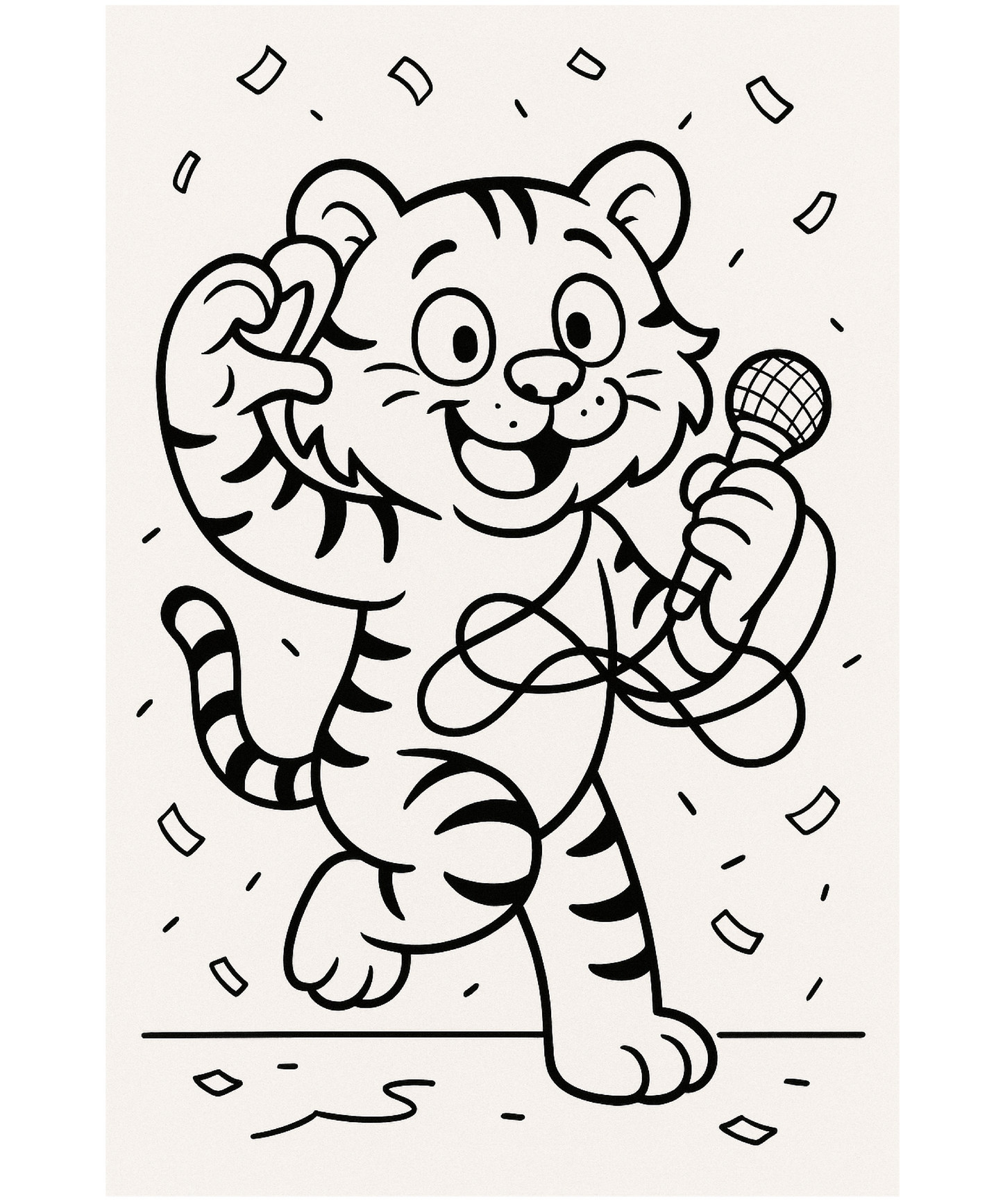 Cute Tiger Coloring Page, Printable Kids Birthday Activity, Chinese New Year of the Tiger Mascot Art, Instant Download Digital File